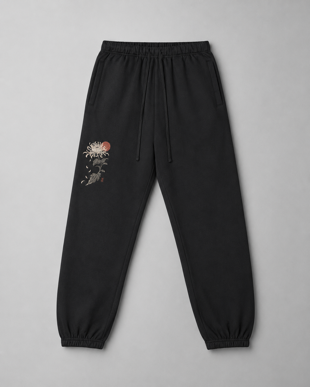 Silent Bloom — Japanese Floral Graphic Sweatpants