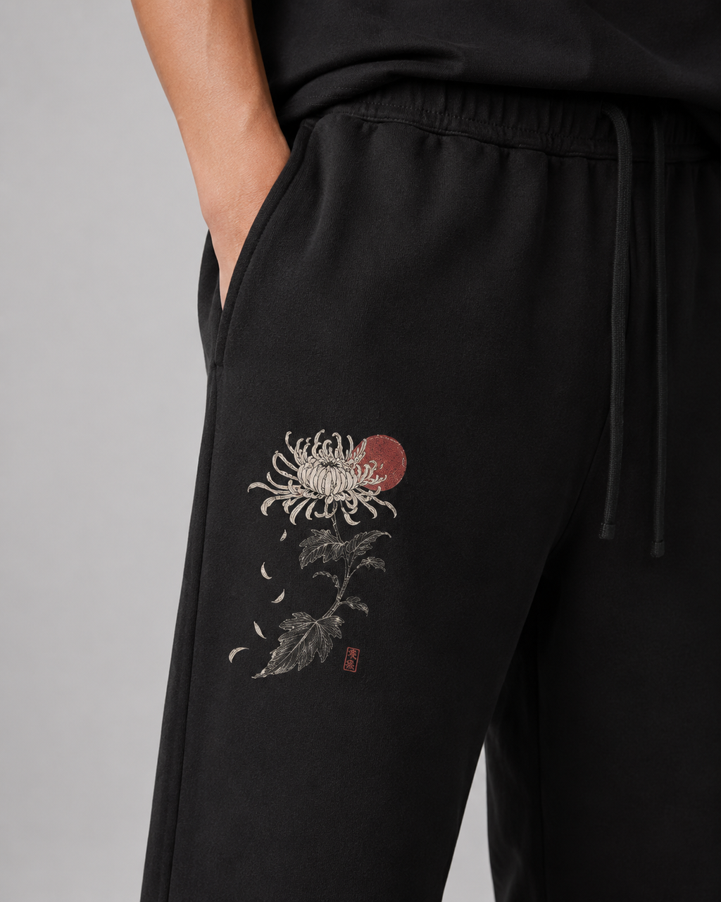 Silent Bloom — Japanese Floral Graphic Sweatpants