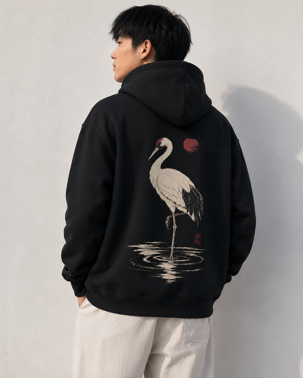 Red Moon Crane Hoodie