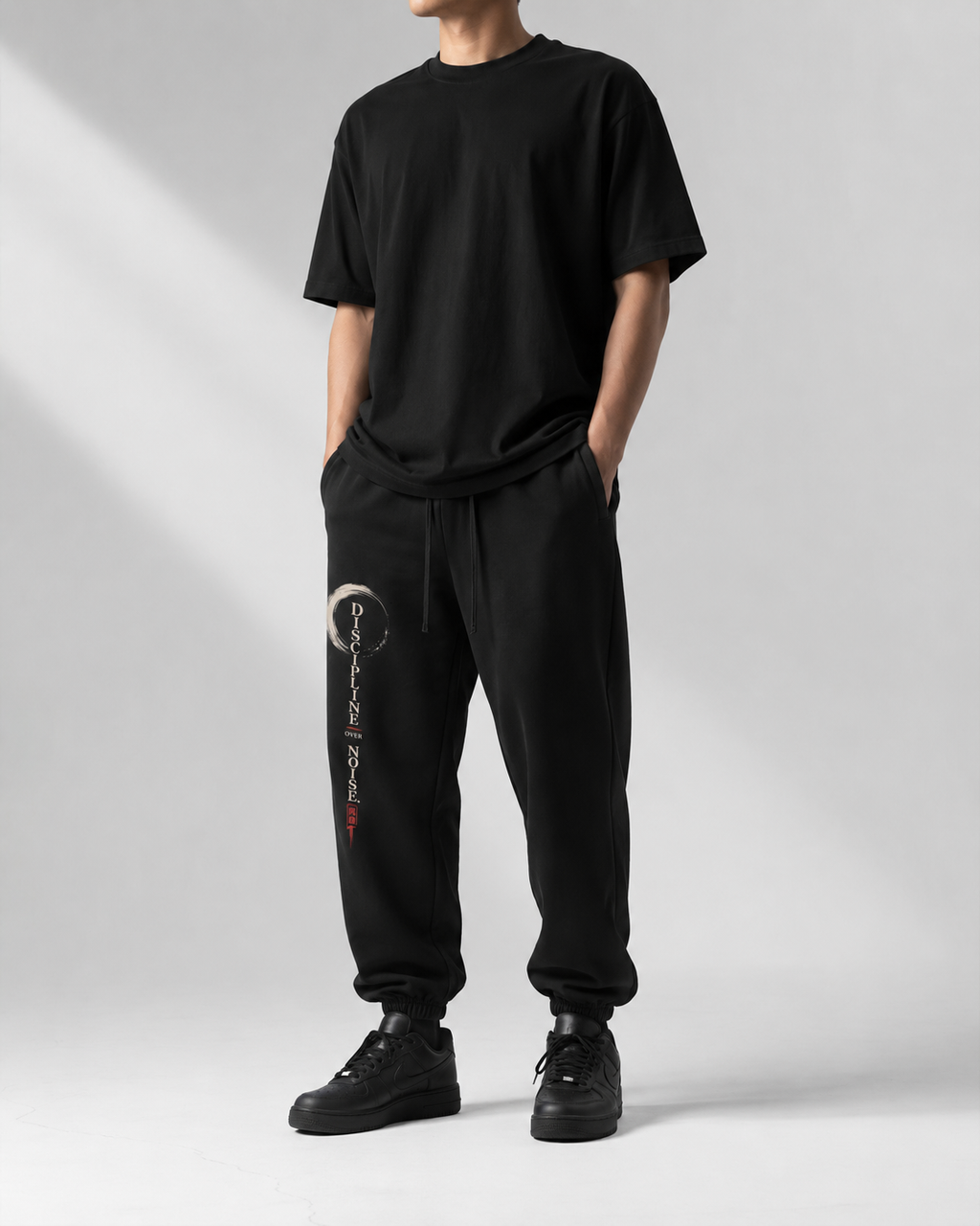 Discipline Over Noise — Japanese Graphic Sweatpants
