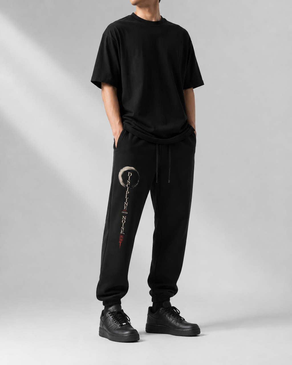 Discipline Over Noise — Japanese Graphic Sweatpants