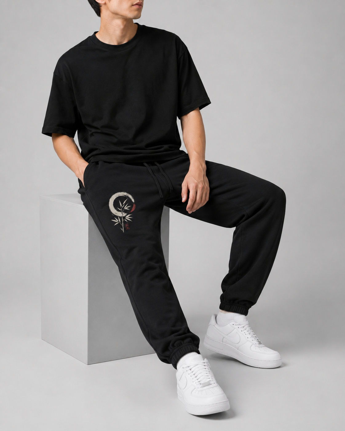 Moon Bloom — Japanese Floral Graphic Sweatpants