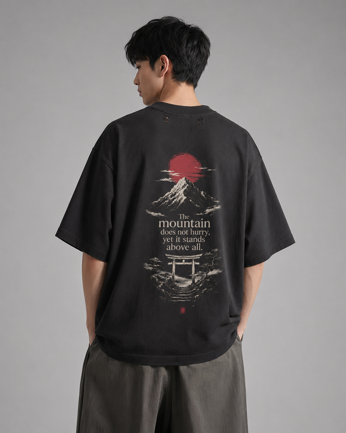 KUROGANE Above All heavyweight oversized Japanese streetwear T-shirt model view