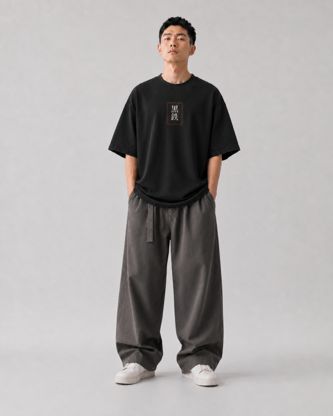 KUROGANE Bend With the Storm Japanese bamboo graphic tee shown on a model