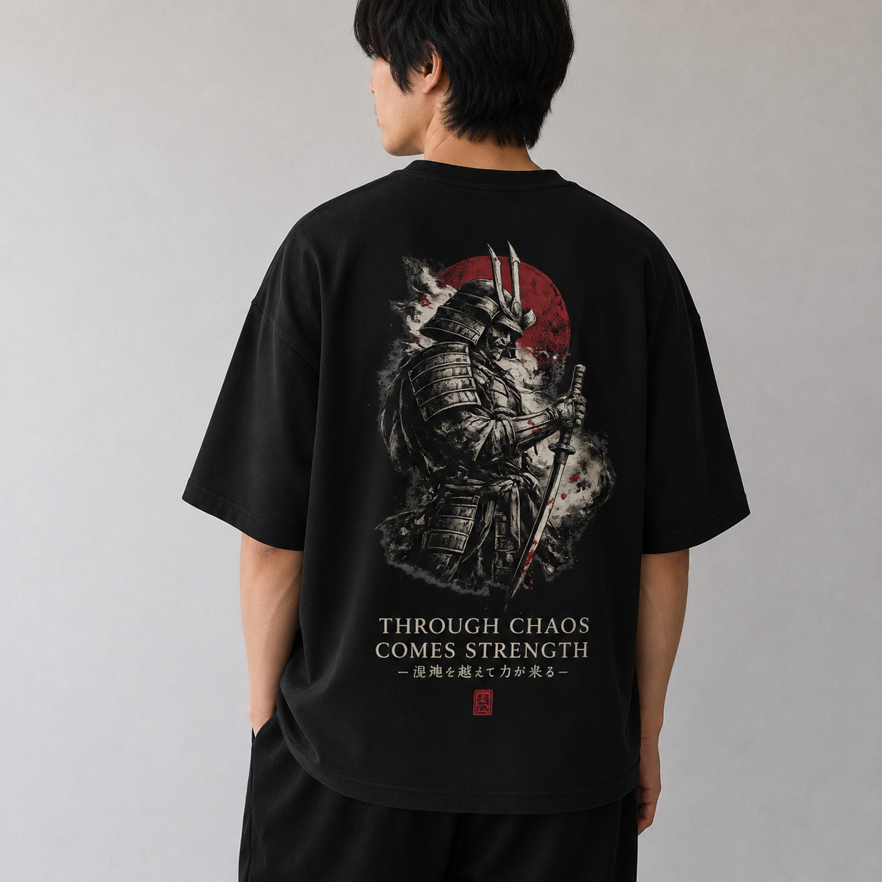 CHAOS Strength dark Japanese streetwear t-shirt lifestyle image