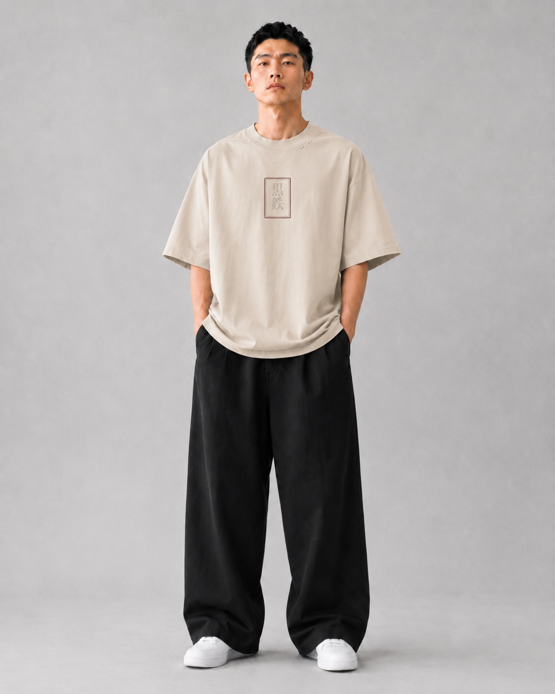 KUROGANE Crimson Torii red sun and torii graphic T-shirt shown on a model