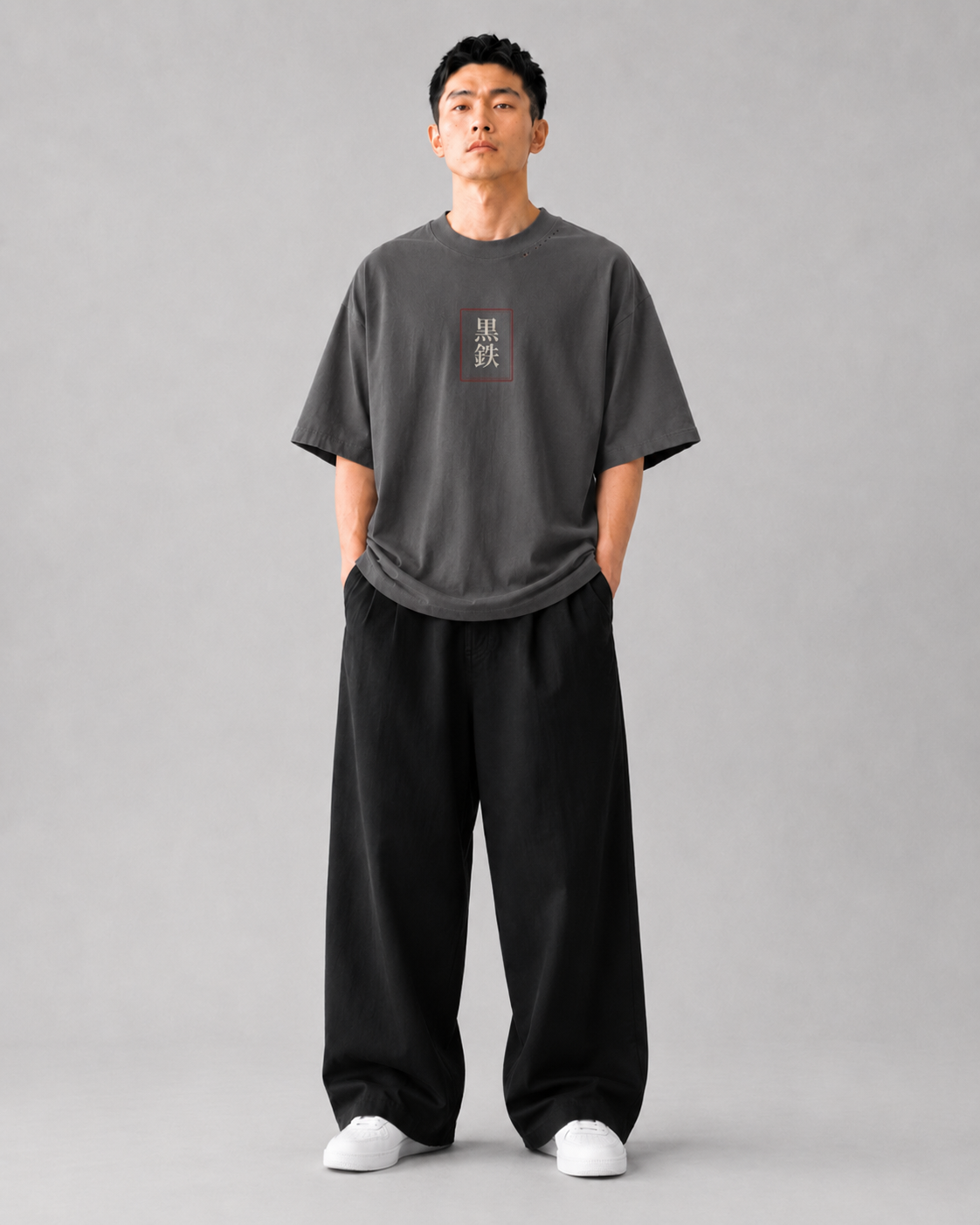KUROGANE Crimson Torii heavyweight oversized T-shirt model fit view