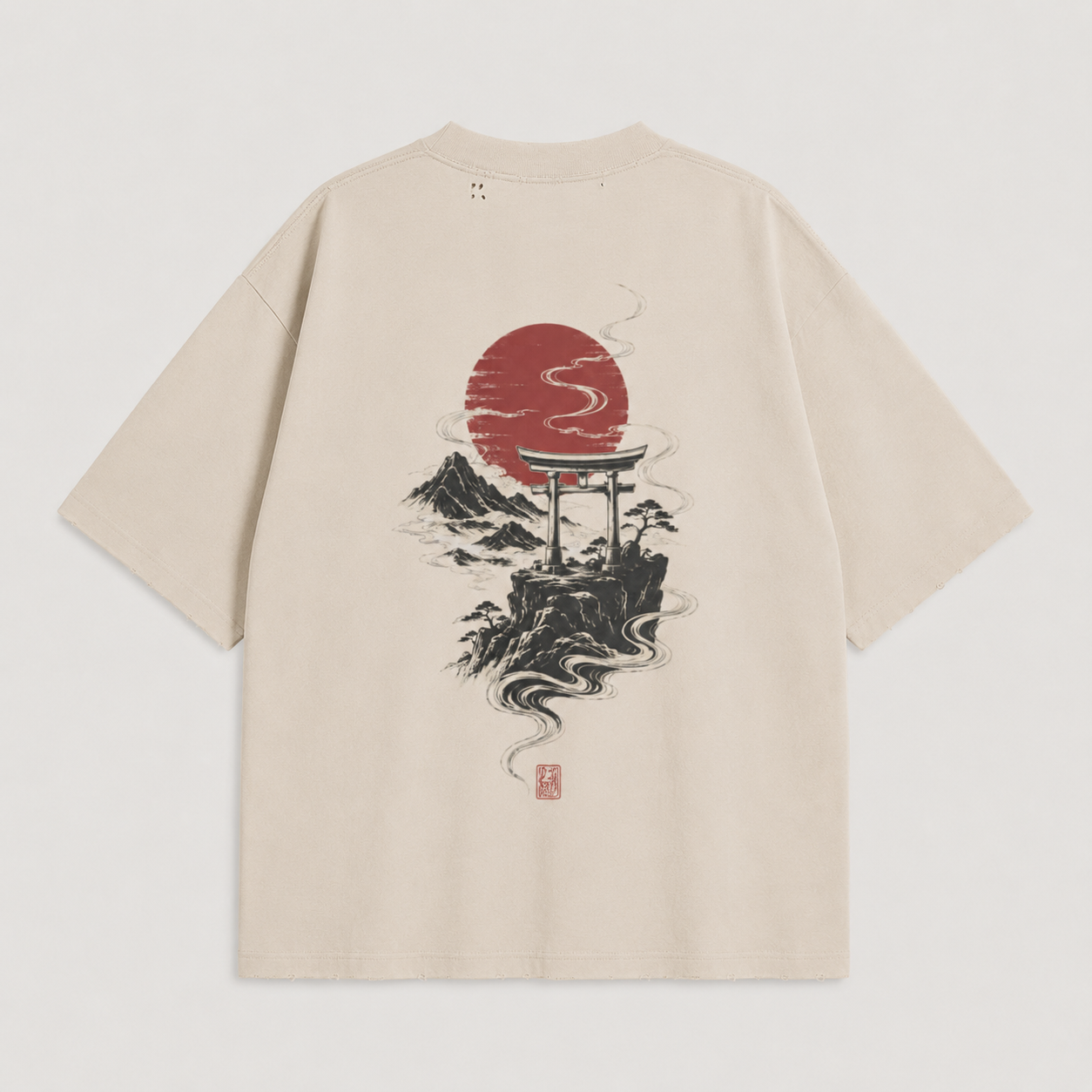Product view of the KUROGANE Crimson Torii Japanese mountain oversized T-shirt