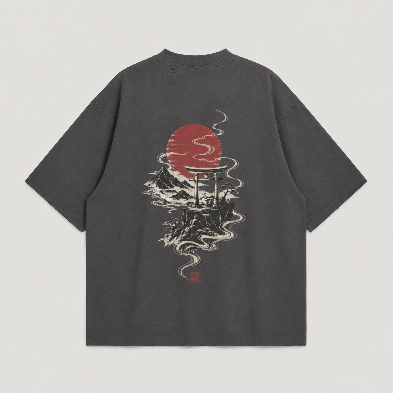KUROGANE Crimson Torii oversized Japanese streetwear T-shirt product view