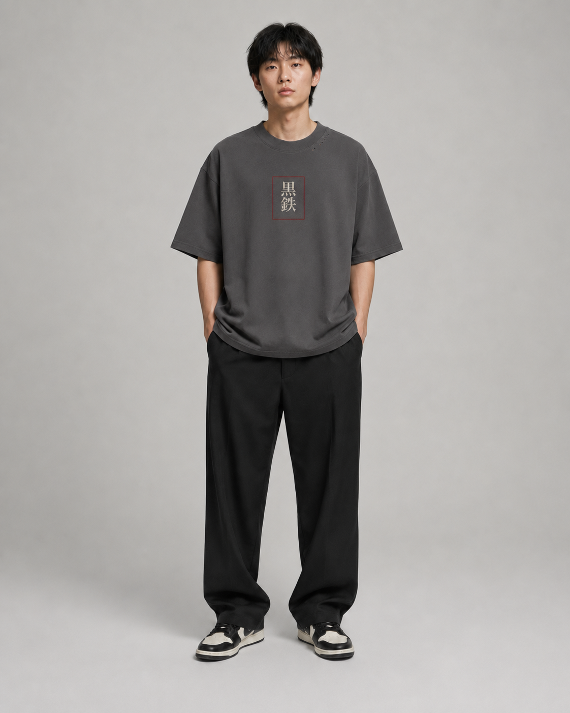 KUROGANE Fuji Riverveil heavyweight oversized T-shirt model fit view