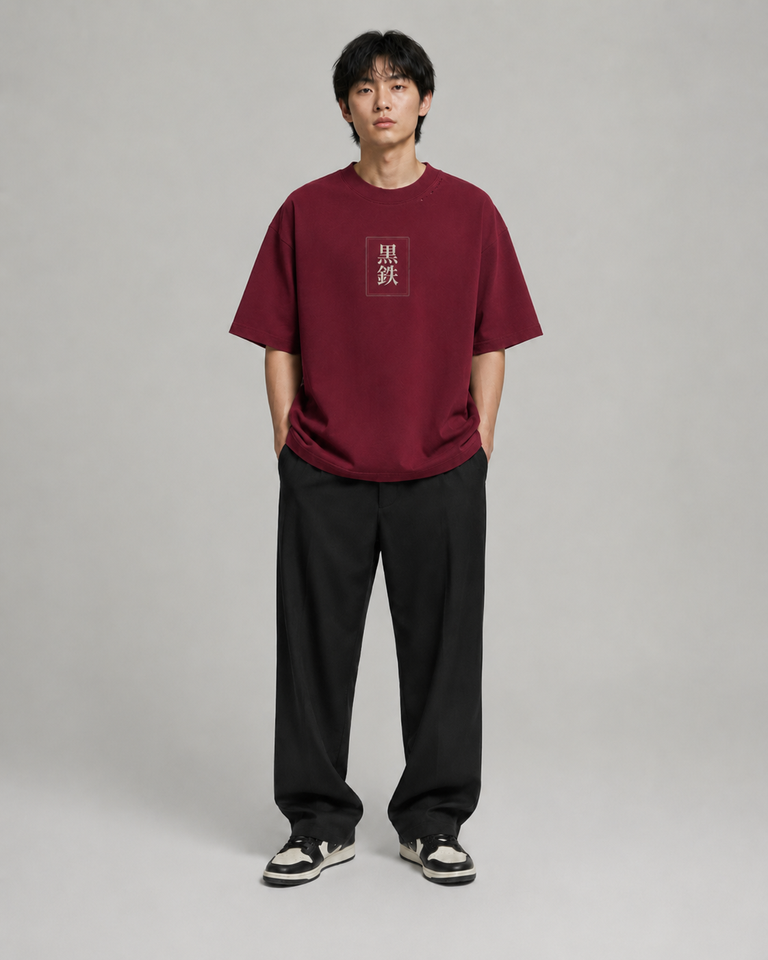 KUROGANE Fuji Riverveil oversized Japanese streetwear tee worn by a model