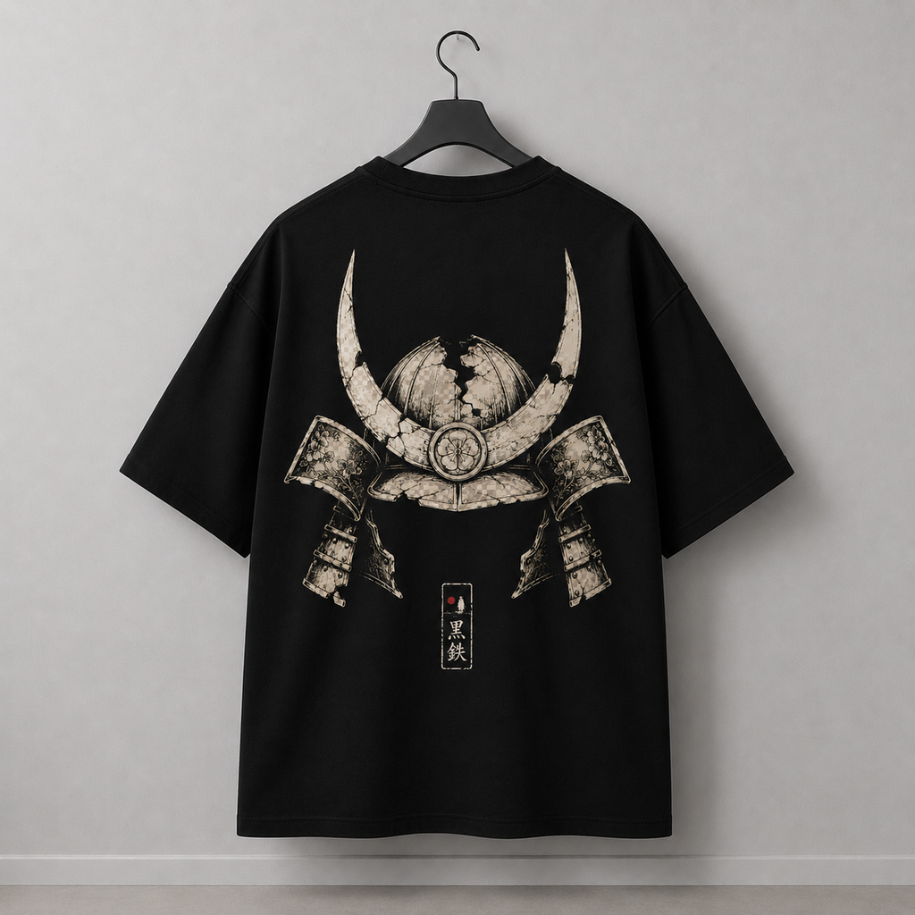 HELMET Ruin black Japanese streetwear t-shirt by KUROGANE