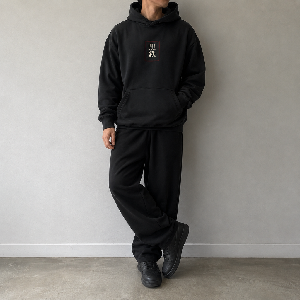 KUROGANE MASTERLESS Gate oversized hoodie in black