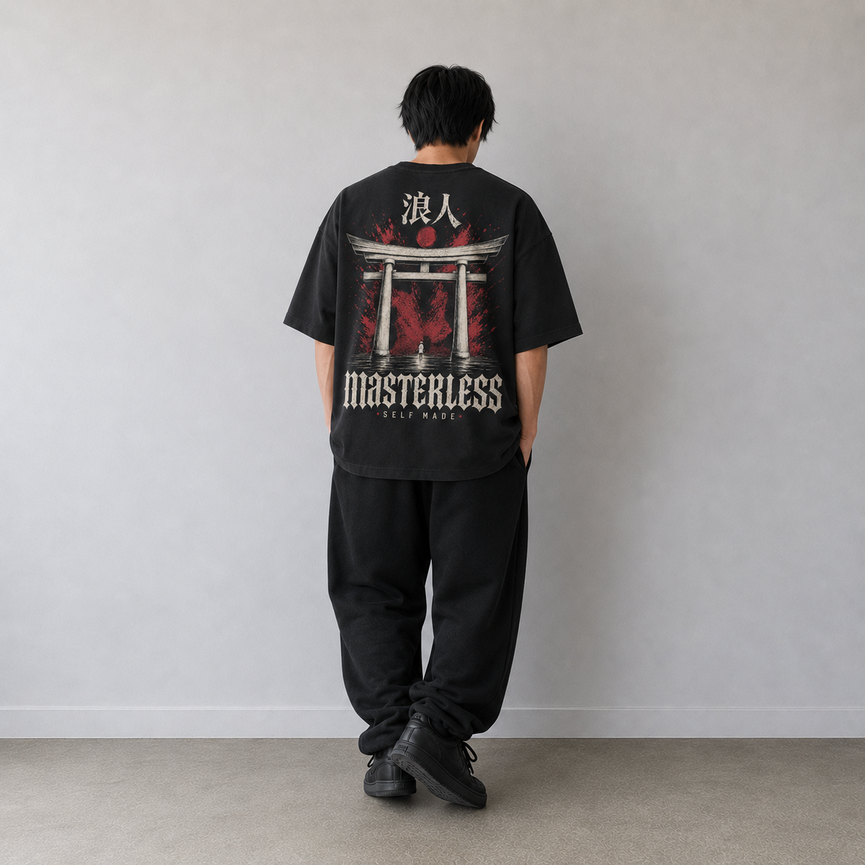 Black oversized KUROGANE t-shirt with MASTERLESS Gate graphic