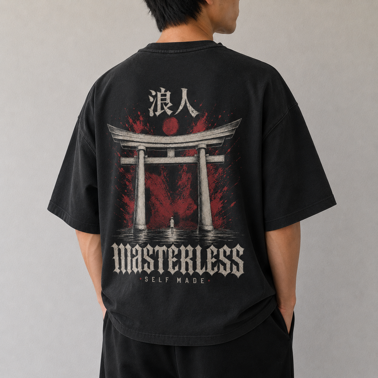 MASTERLESS Gate t-shirt bone ink print detail