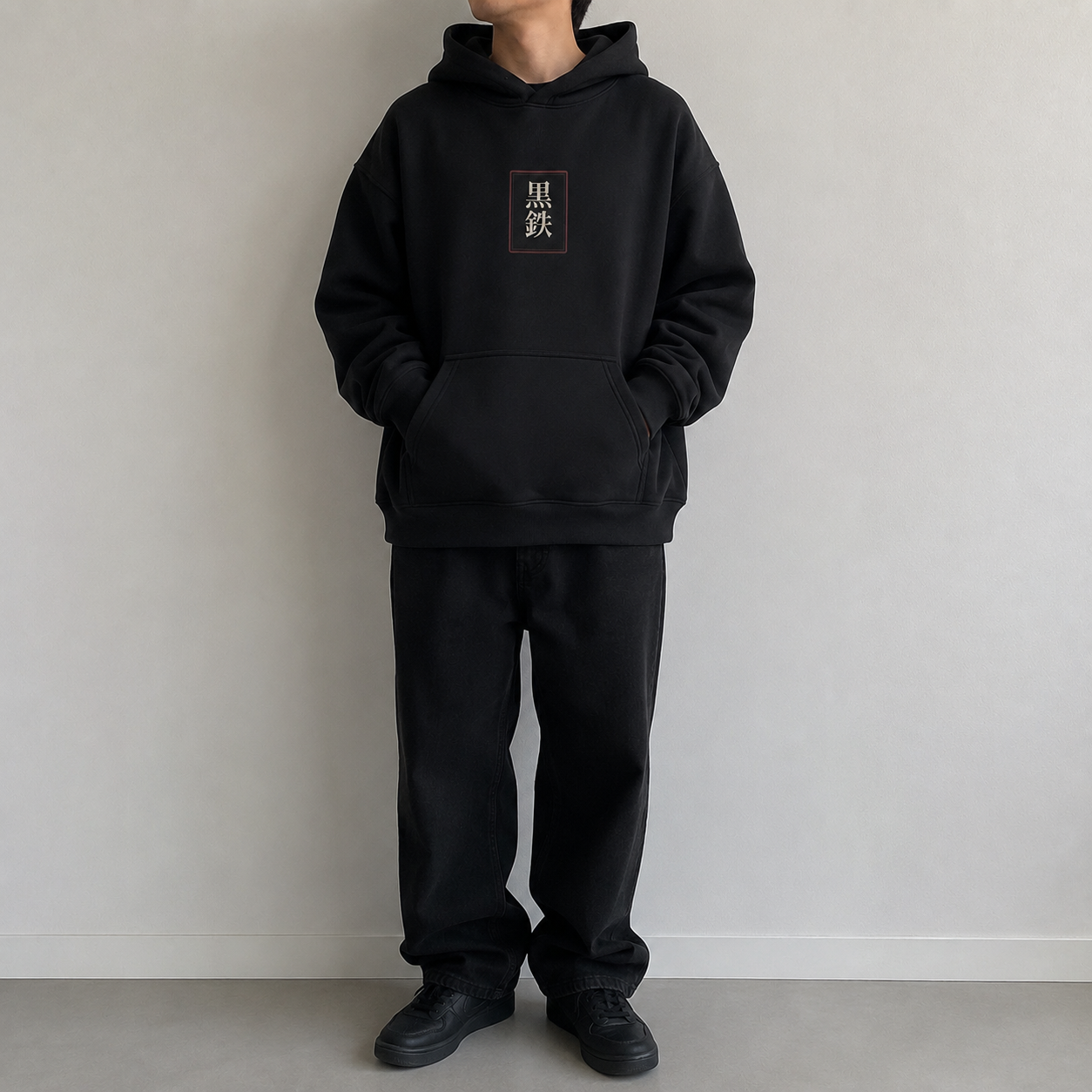 NAMELESS black hoodie back view by KUROGANE