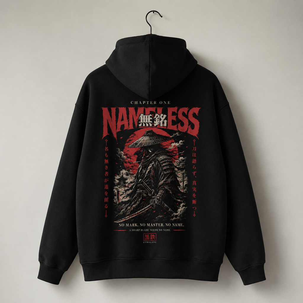 NAMELESS black Japanese streetwear hoodie by KUROGANE