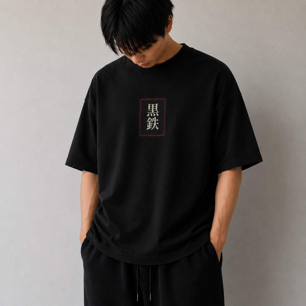 KUROGANE NAMELESS Samurai heavyweight black graphic tee