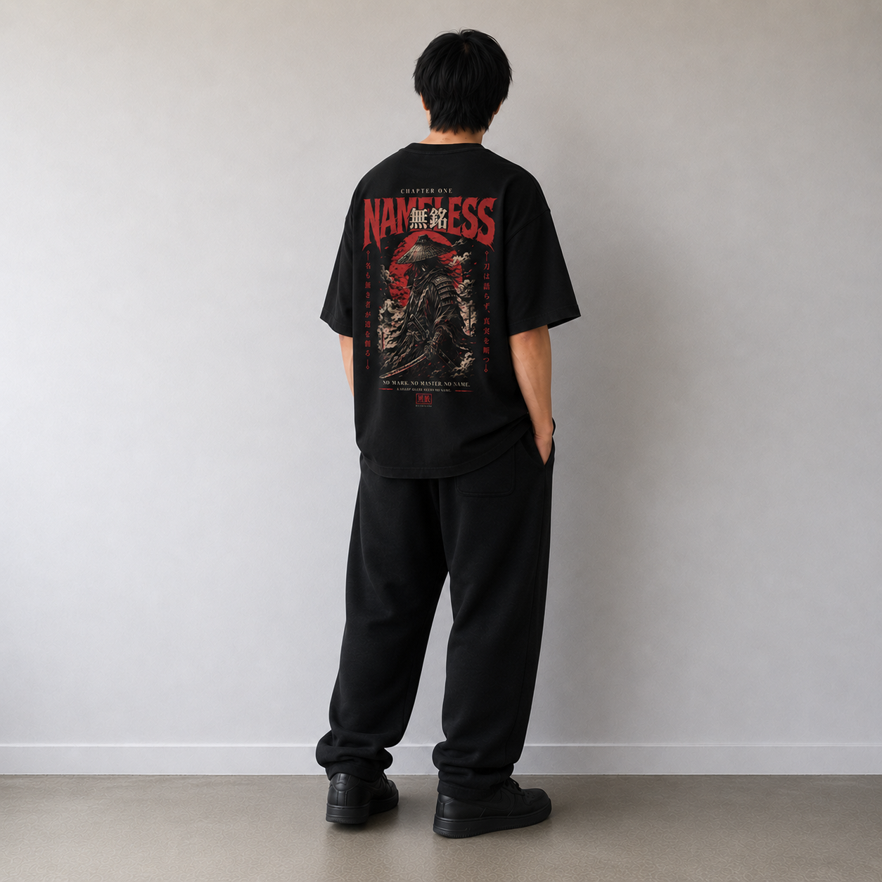 NAMELESS Samurai dark Japanese streetwear t-shirt lifestyle image