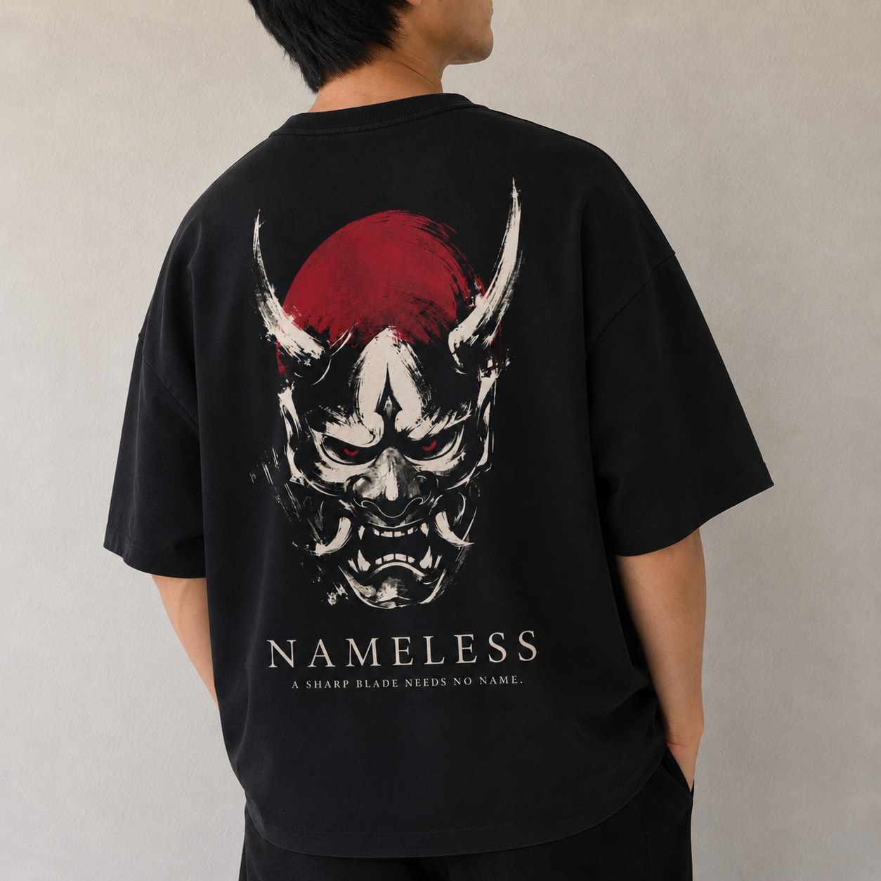 Black oversized KUROGANE t-shirt with NAMELESS graphic
