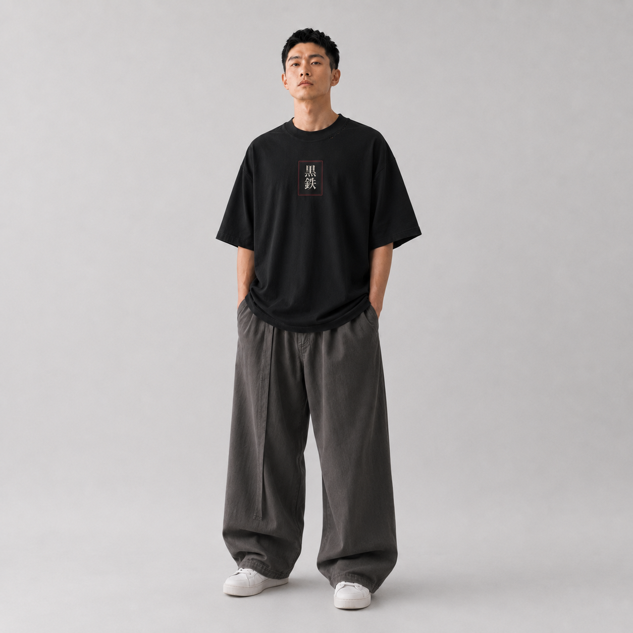 KUROGANE Oni Veil oversized Japanese mask streetwear T-shirt product view