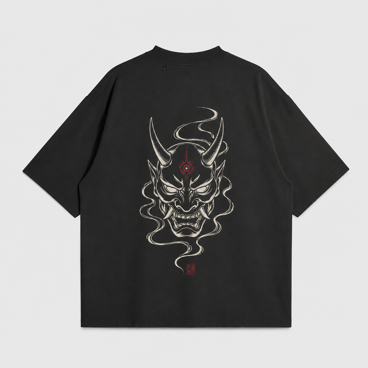 KUROGANE Oni Veil oversized smoke and oni mask T-shirt product mockup