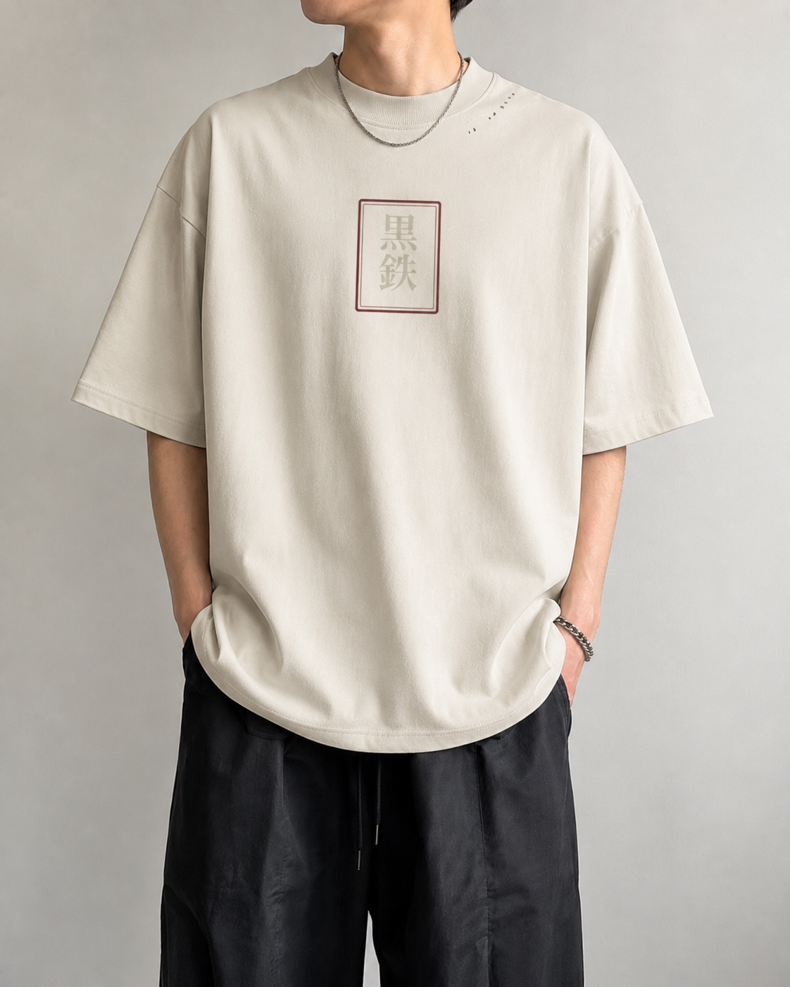 KUROGANE Sakura Watchtower oversized cherry blossom streetwear T-shirt shown on a model