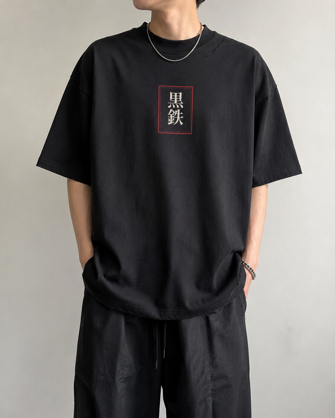 KUROGANE Sakura Watchtower Japanese landscape graphic tee shown on a model