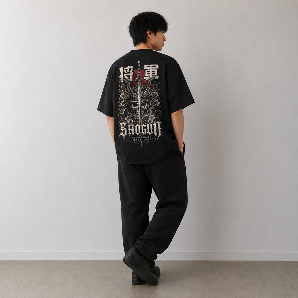 Samurai inspired black oversized t-shirt by KUROGANE