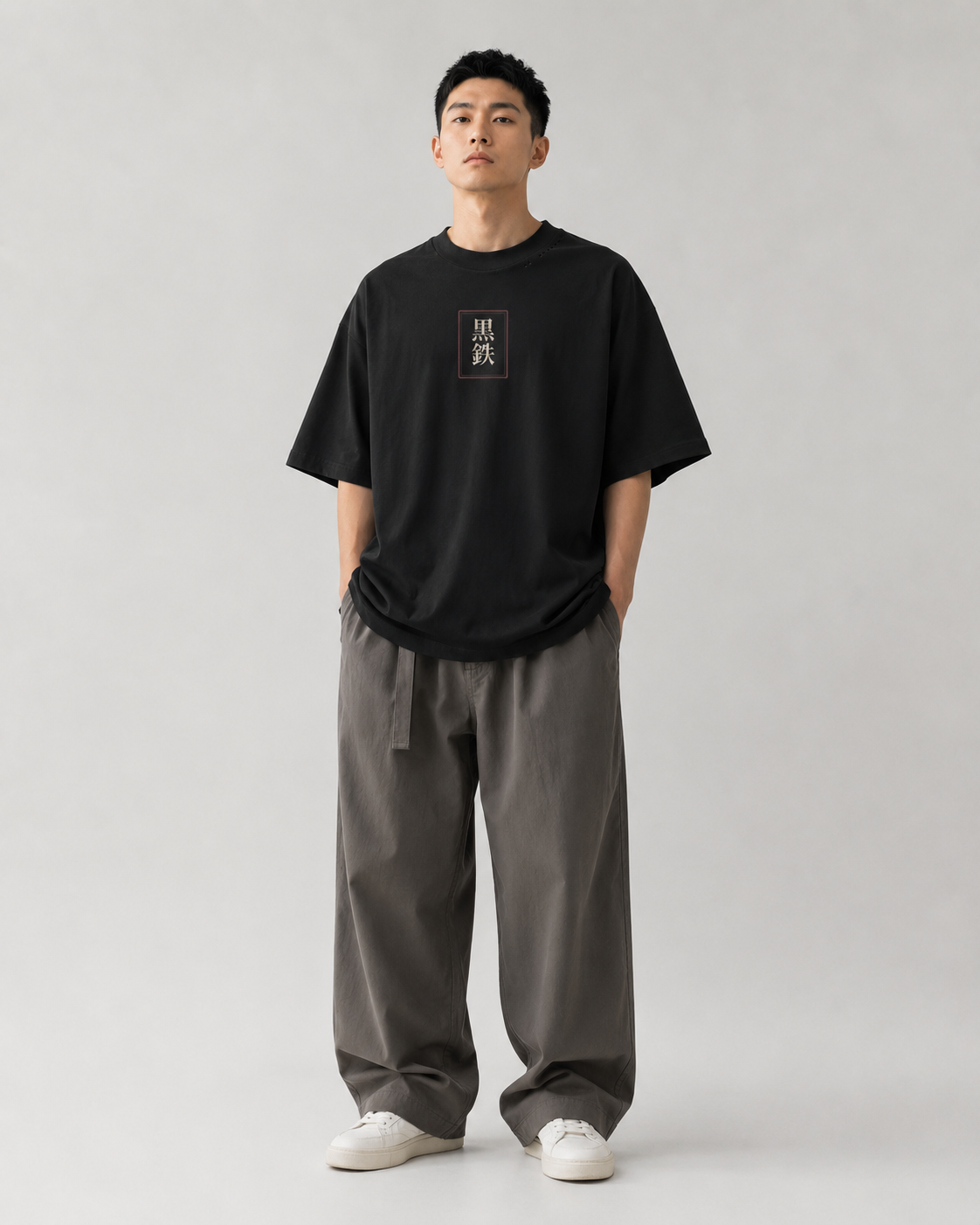 KUROGANE Shattered Oni heavyweight oversized Japanese mask tee model view