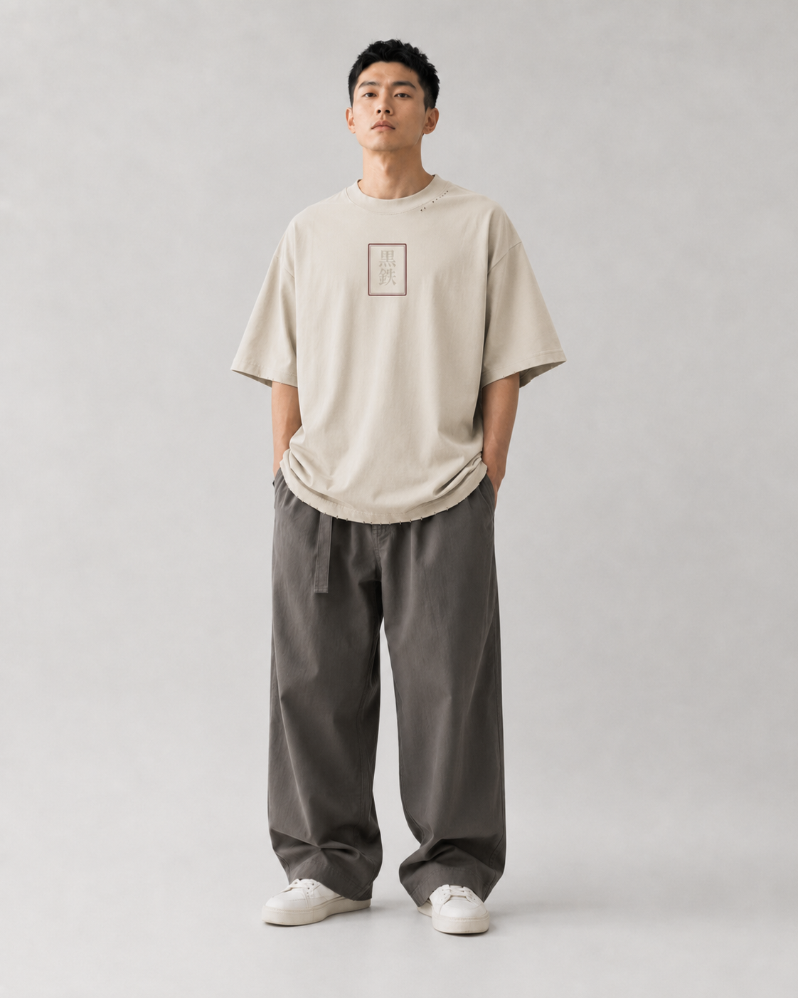 KUROGANE Shattered Oni heavyweight oversized T-shirt model fit view