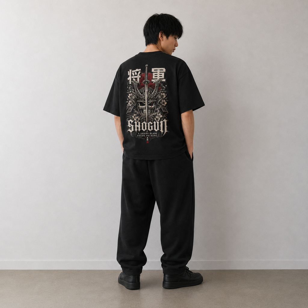 Black oversized KUROGANE t-shirt with SHOGUN Blade graphic