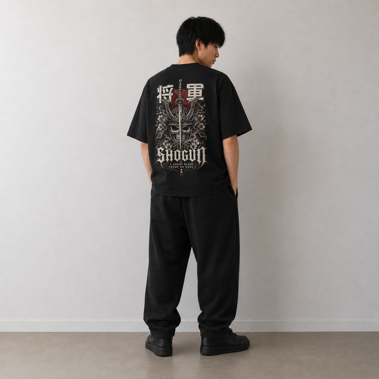 Black oversized KUROGANE t-shirt with SHOGUN Blade graphic