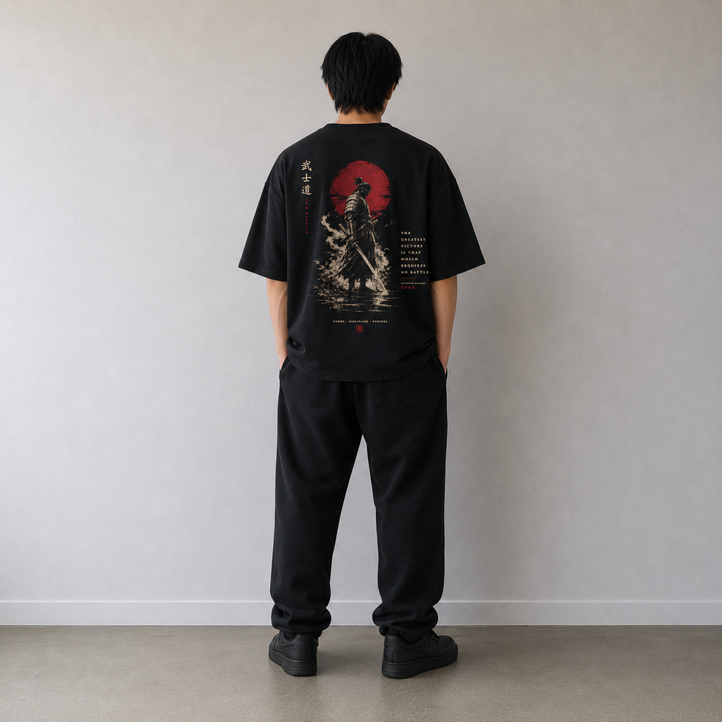 KUROGANE VICTORIOUS heavyweight black graphic tee