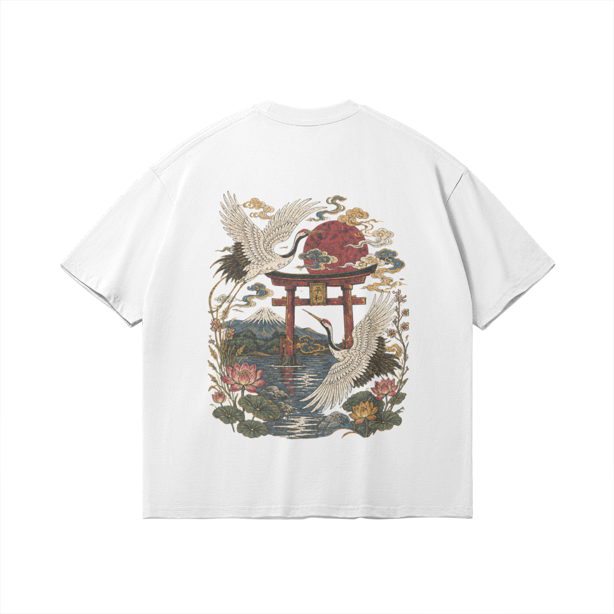 Stillwater Crane Japanese peace crane oversized T-shirt by KUROGANE